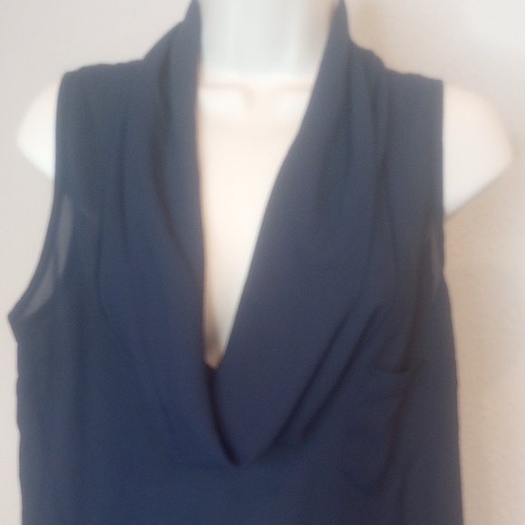 Double Zero Blue Draped Tank Top Sz L - Picture 5 of 10